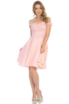 Off Shoulder Cocktail Dress - LA1766 - BLUSH 4 Rubber - LA Merchandise