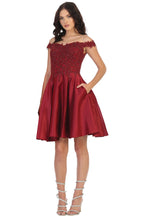 Off Shoulder Cocktail Dress - LA1766 - BURGUNDY Rubber - LA Merchandise