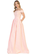 Off Shoulder Evening Gown with Pockets - LA1762 - BLUSH - LA Merchandise