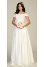 Off Shoulder Evening Gown with Pockets - LA1762 - IVORY - LA Merchandise