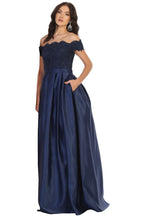Off Shoulder Evening Gown with Pockets - LA1762 - - LA Merchandise