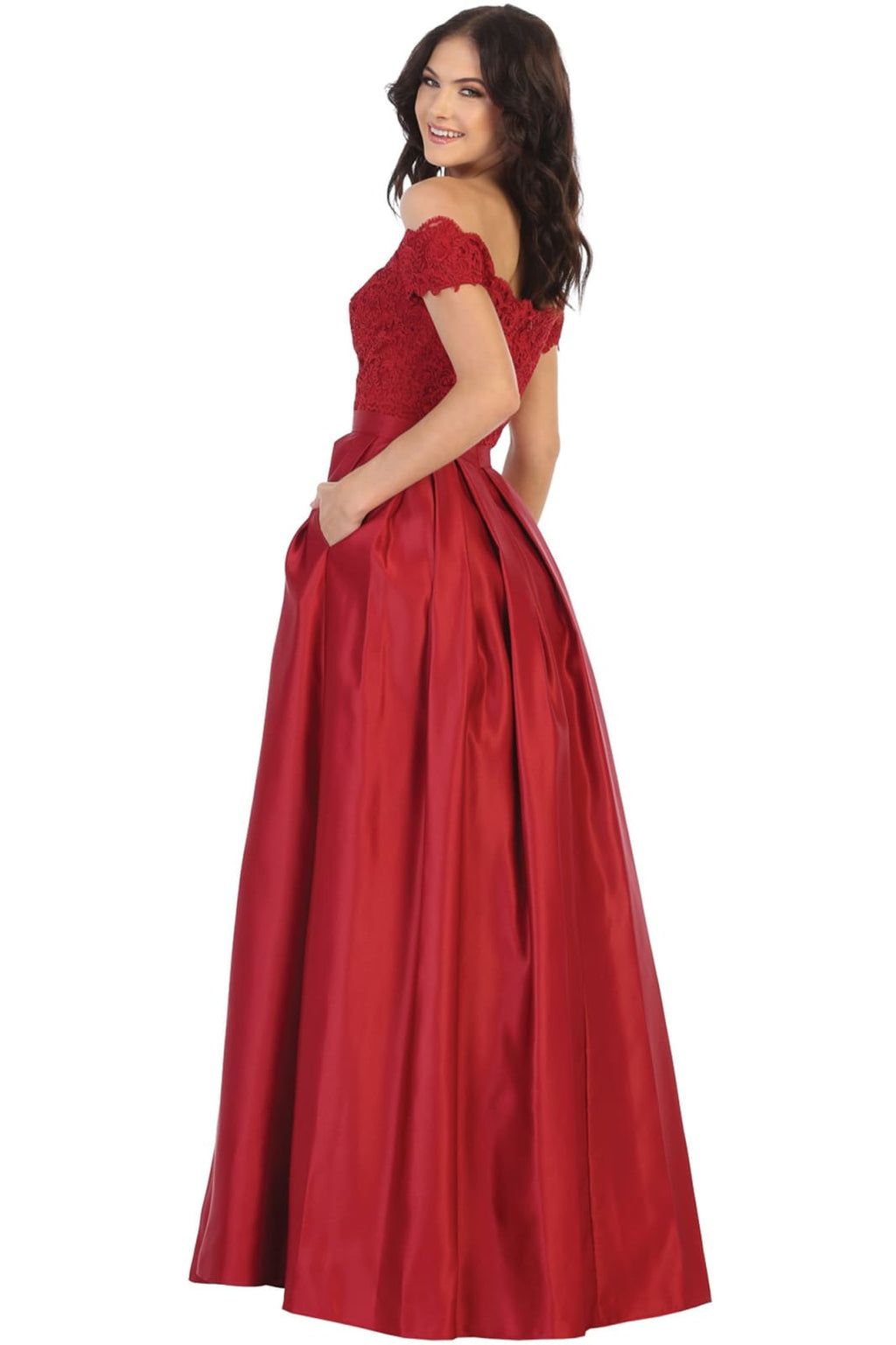 Off Shoulder Evening Gown with Pockets - LA1762 - - LA Merchandise