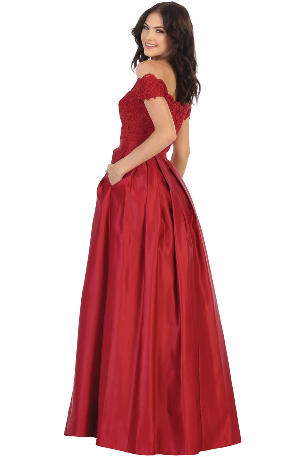 Off Shoulder Evening Gown with Pockets - LA1762 - - LA Merchandise