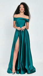 Off The Shoulder Bridesmaids Dress - LAP1229 - EMERALD GREEN - LAP