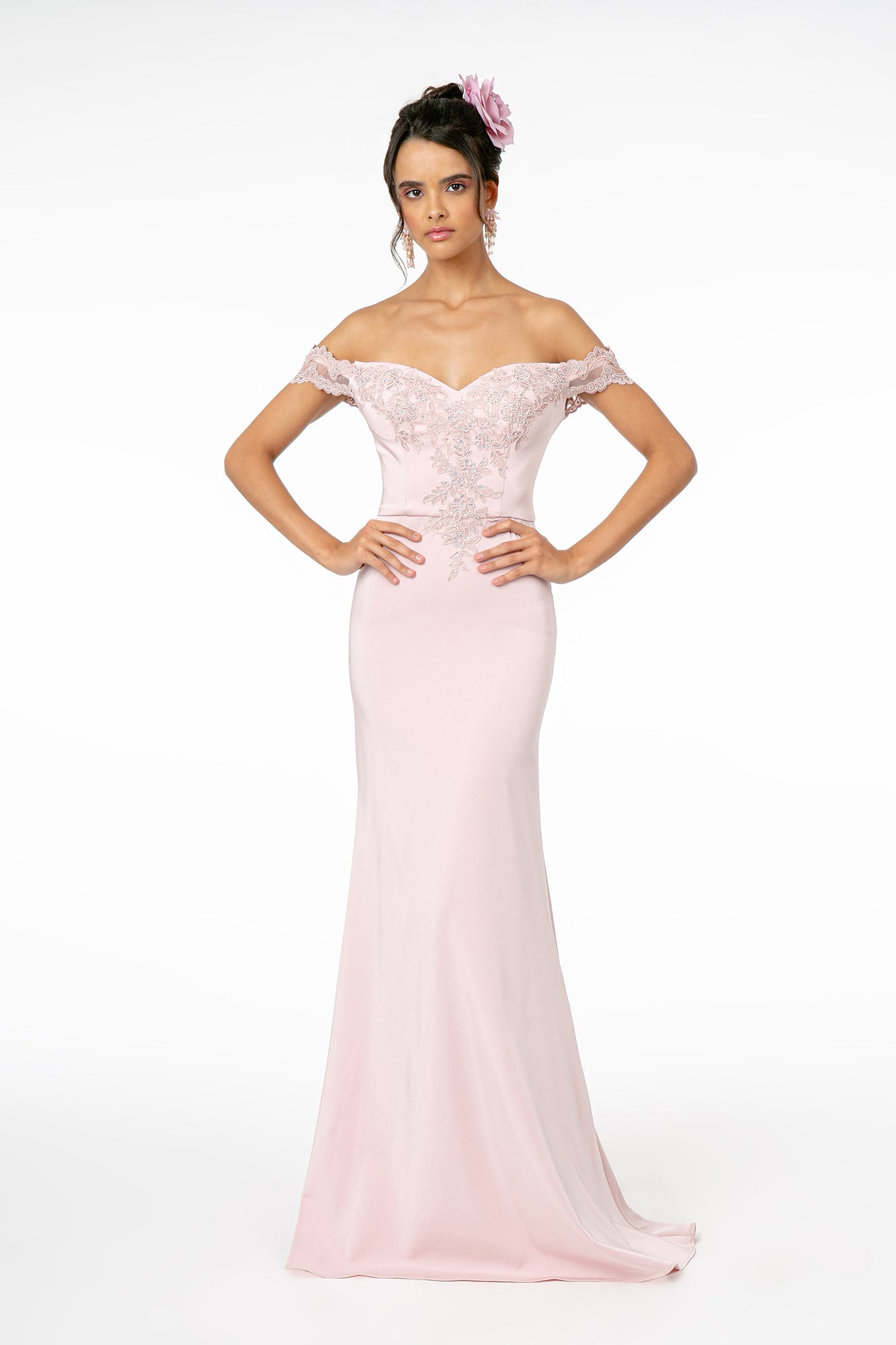 Off The Shoulder Formal Gown - LAS2958 - MAUVE - LA Merchandise