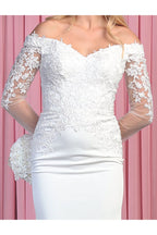 Off shoulder Long Sleeve Bridal Gown & Plus Size - LA7910B - - Dress LA Merchandise