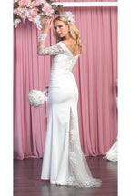 Off shoulder Long Sleeve Bridal Gown & Plus Size - LA7910B - - Dress LA Merchandise