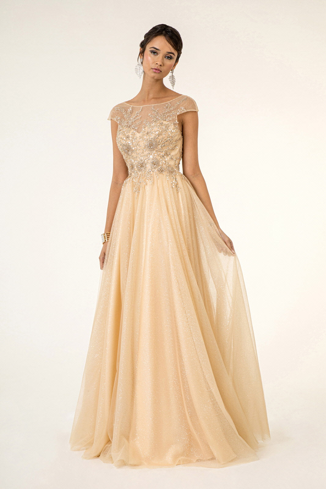 Pageant A-line Formal Dress - LAS2983 - CHAMPAGNE - LA Merchandise