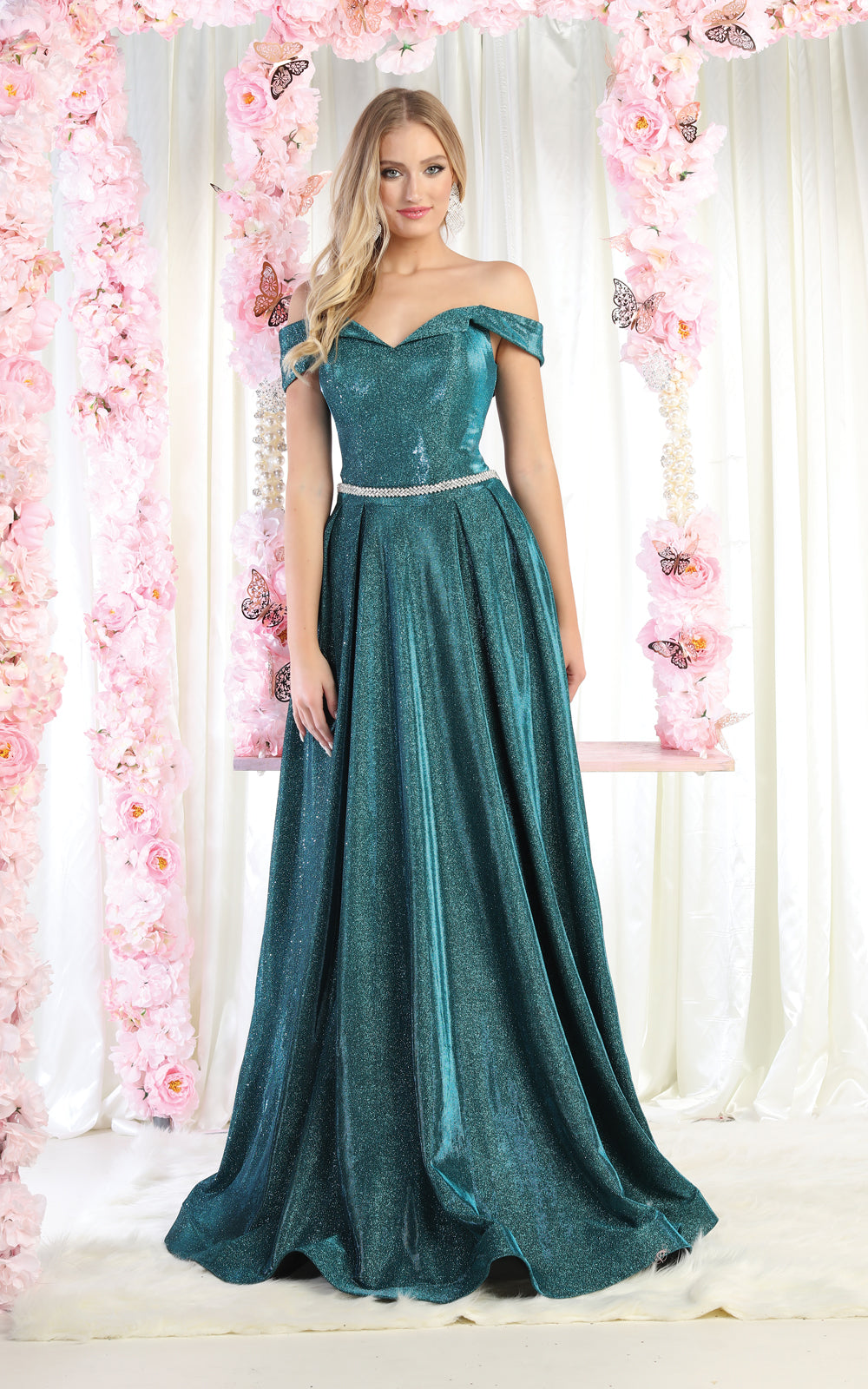 Pageant A-line Formal Gown - LA1876 - HUNTER GREEN - LA Merchandise