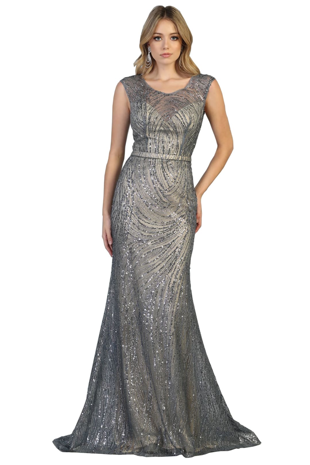 Plus Size Evening Gown - LA7810 - DUSTY BLUE - LA Merchandise