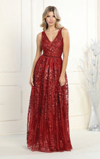 Prom Dresses Plus Size - LA7948 - BURGUNDY - Dress LA Merchandise