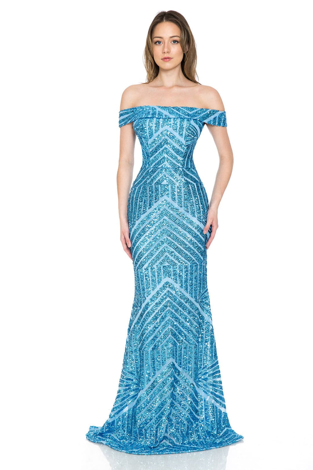 La Merchandise LAF5224 Sequined Off Shoulder Prom Wholesale Formal Gown - - LAF