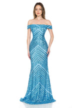 La Merchandise LAF5224 Sequined Off Shoulder Prom Wholesale Formal Gown - - LAF