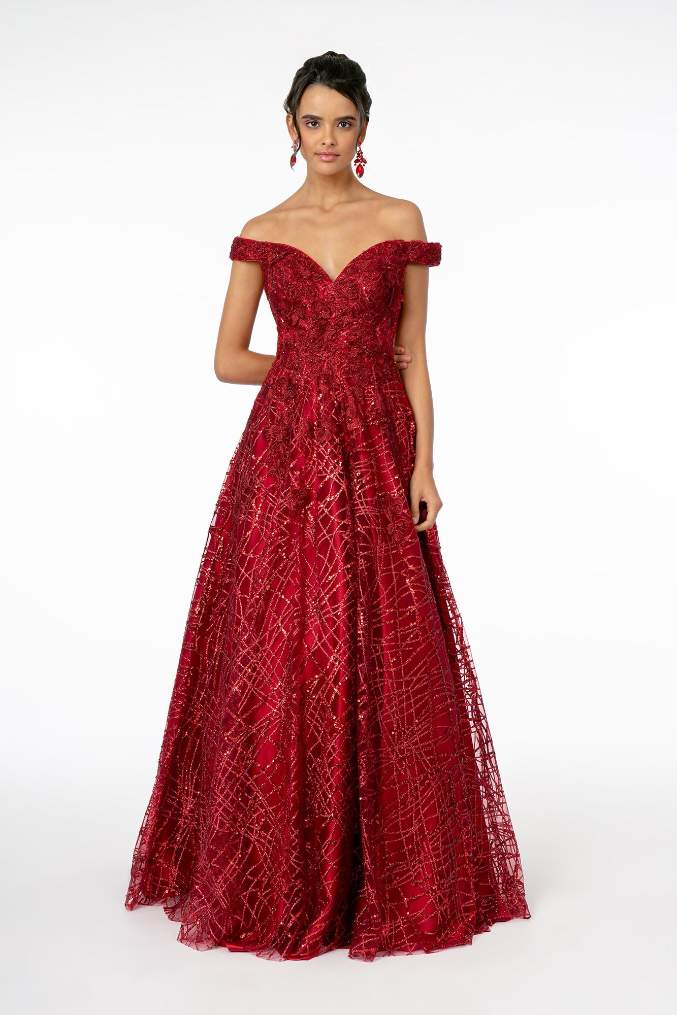 Red Carpet Formal Gown - LAS2944 - BURGUNDY - LA Merchandise