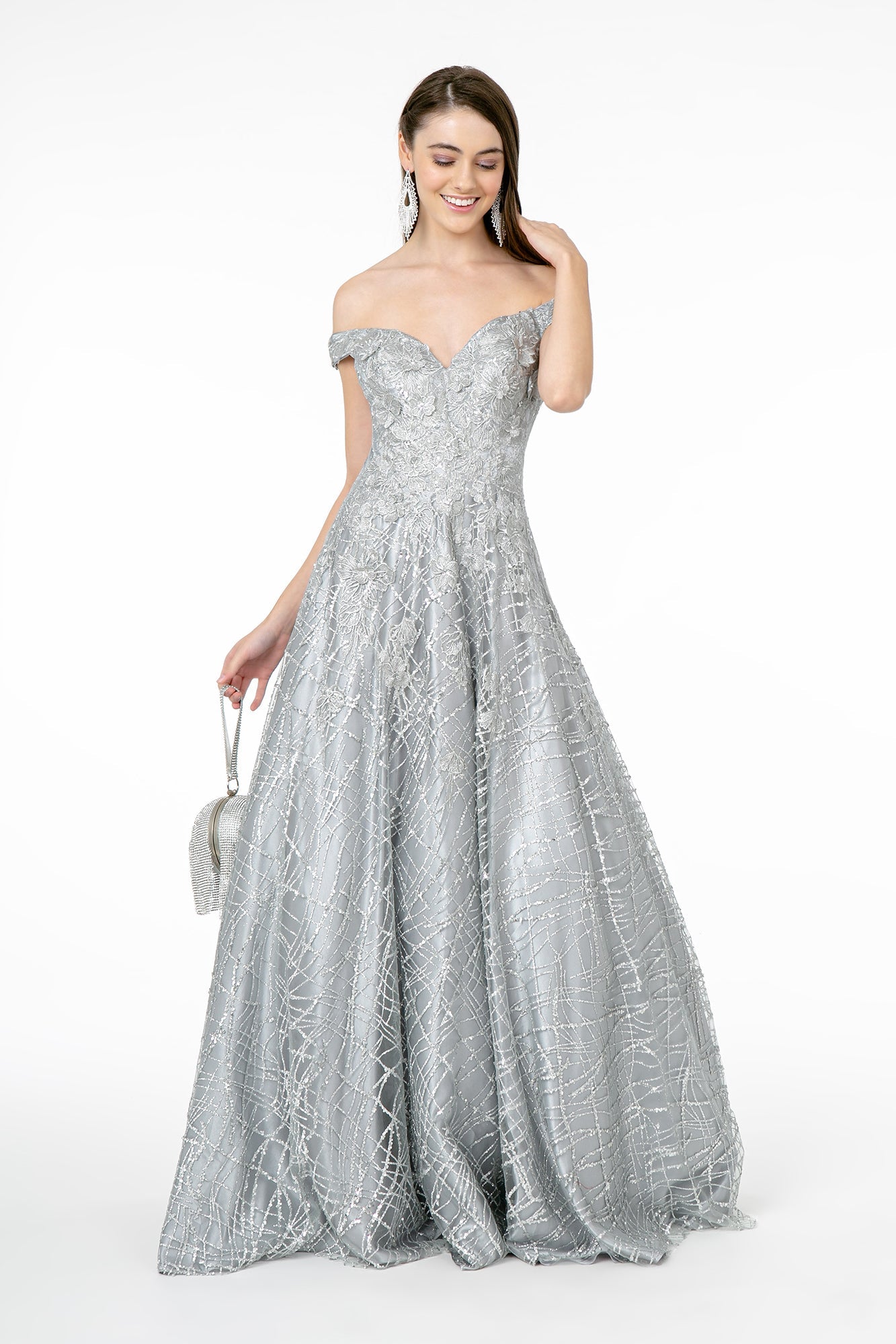 Red Carpet Formal Gown - LAS2944 - SILVER - LA Merchandise