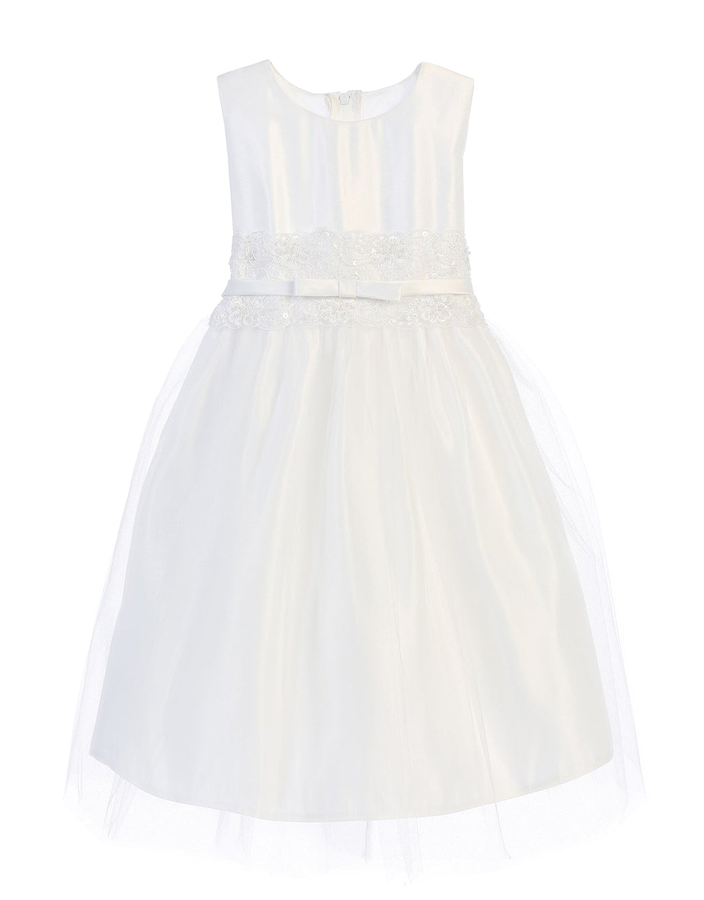 La Merchandise LAK473 Ivory Satin & Tulle Flower Girl Dress - - LAK