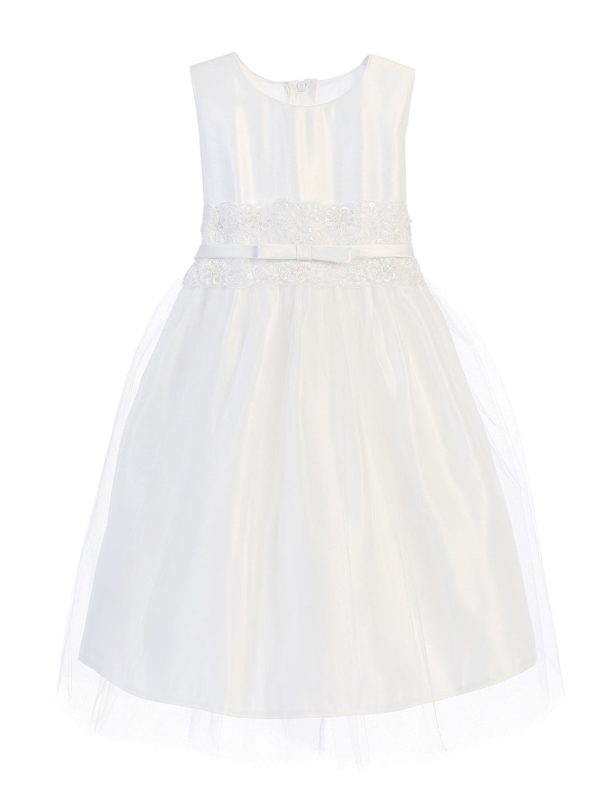 La Merchandise LAK473 Ivory Satin & Tulle Flower Girl Dress - - LAK