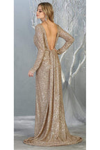 La Merchandise LA7795 Long Sleeve Sequin Formal Dress - - LA Merchandise