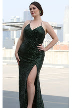 Sequined Prom Long Dress & Plus Size - LA7852 - - LA Merchandise