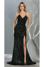 Sequined Prom Long Dress & Plus Size - LA7852 - HUNTER GREEN - LA Merchandise