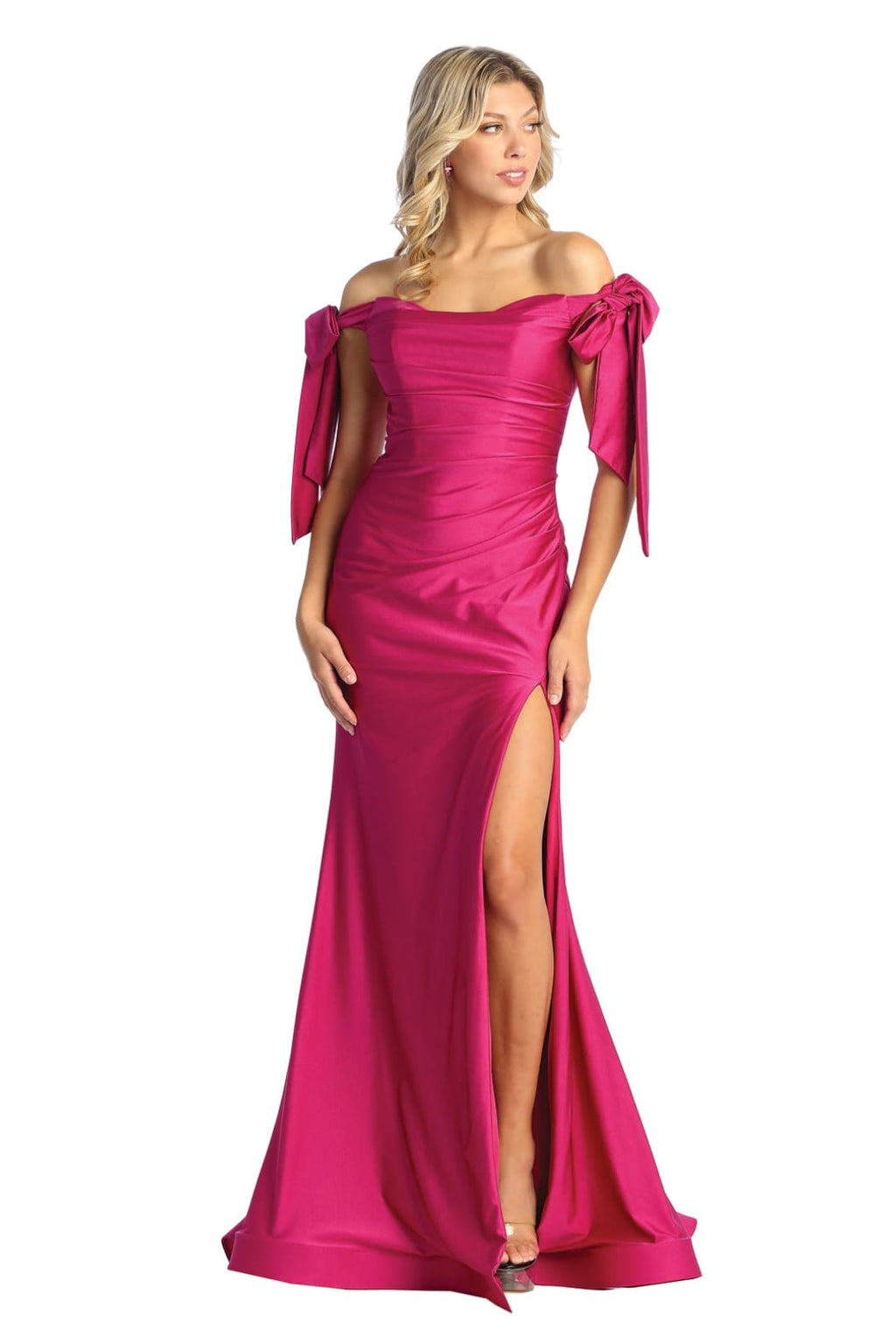 La Merchandise LA1858M Sexy Off The Shoulder Long Evening Prom Gown - Magenta - LA Merchandise