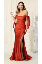 La Merchandise LA1858 Bow Tie Straps Bridesmaids Wholesale Gowns - RUST - LA Merchandise