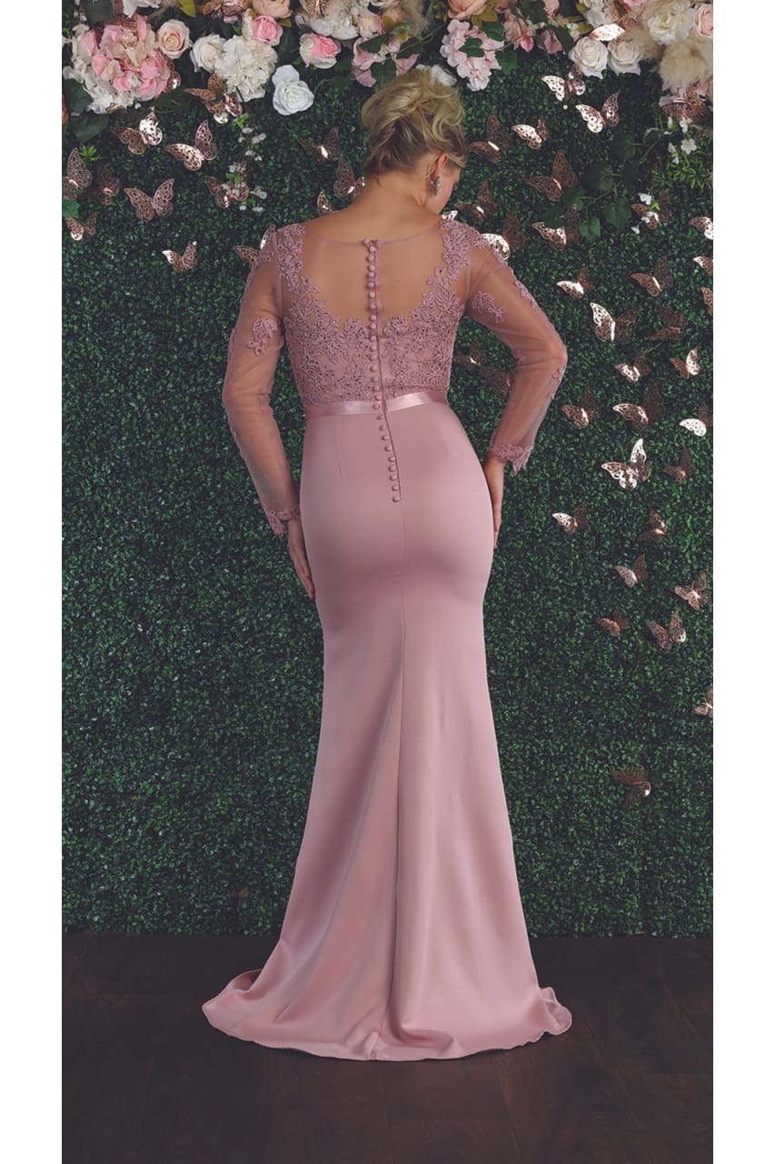 Sheer Long Sleeve Mermaid Evening Gown - LA1847 - - LA Merchandise