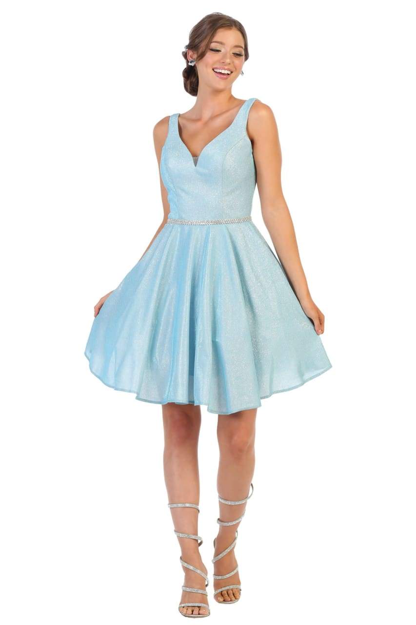 Shimmering Cocktail Dress - LA1777 - BABY BLUE - LA Merchandise