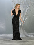 Shimmering Long Formal Dress & Plus Size - LA7794 - BLACK - LA Merchandise