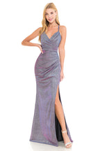 La Merchandise LAF5222 Long Glitter Prom Formal Wholesale Gowns - PURPLE - LAF