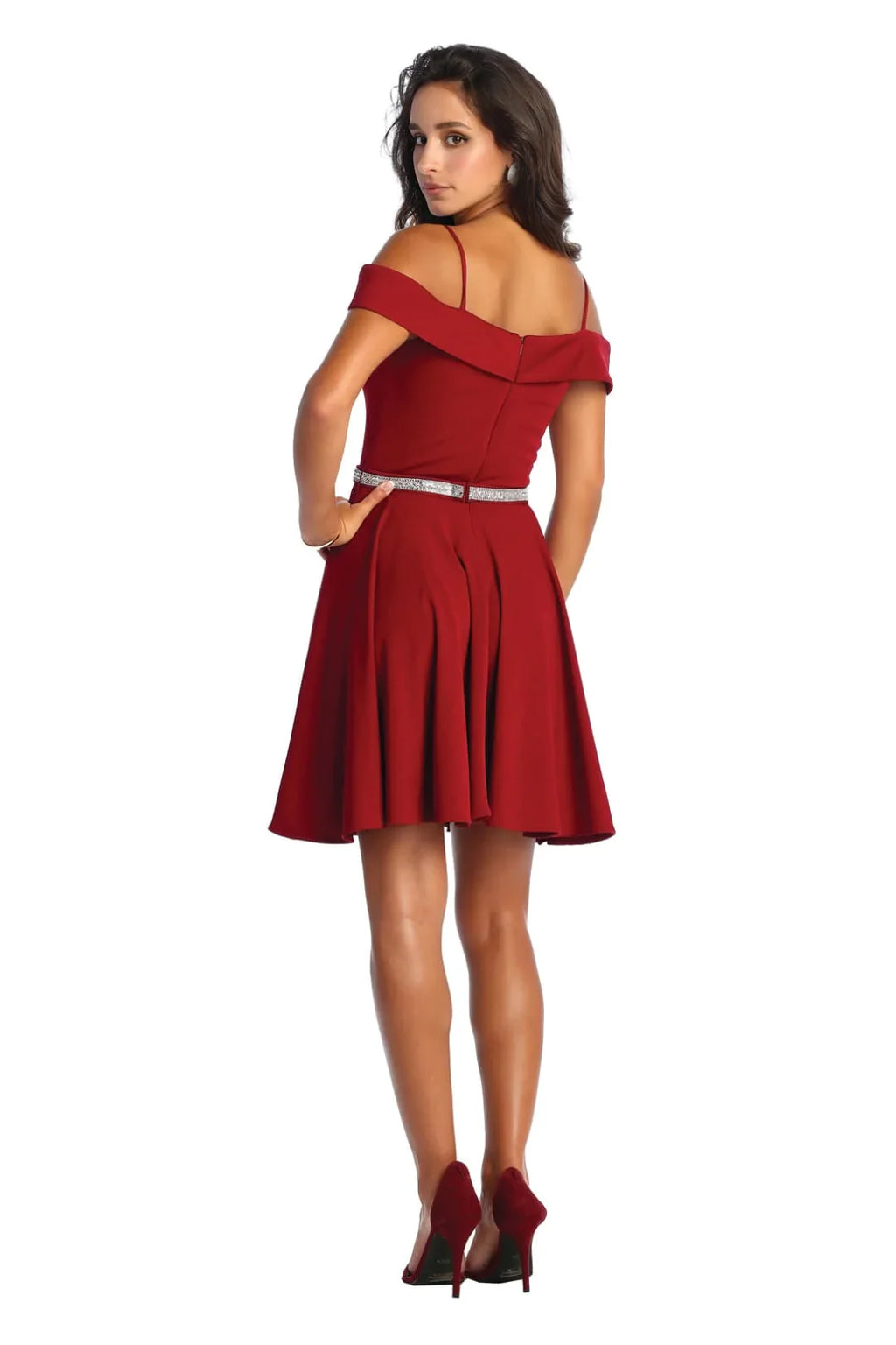 LA1916 Short A-Line Cold Shoulder Homecoming Dress - - LA Merchandise