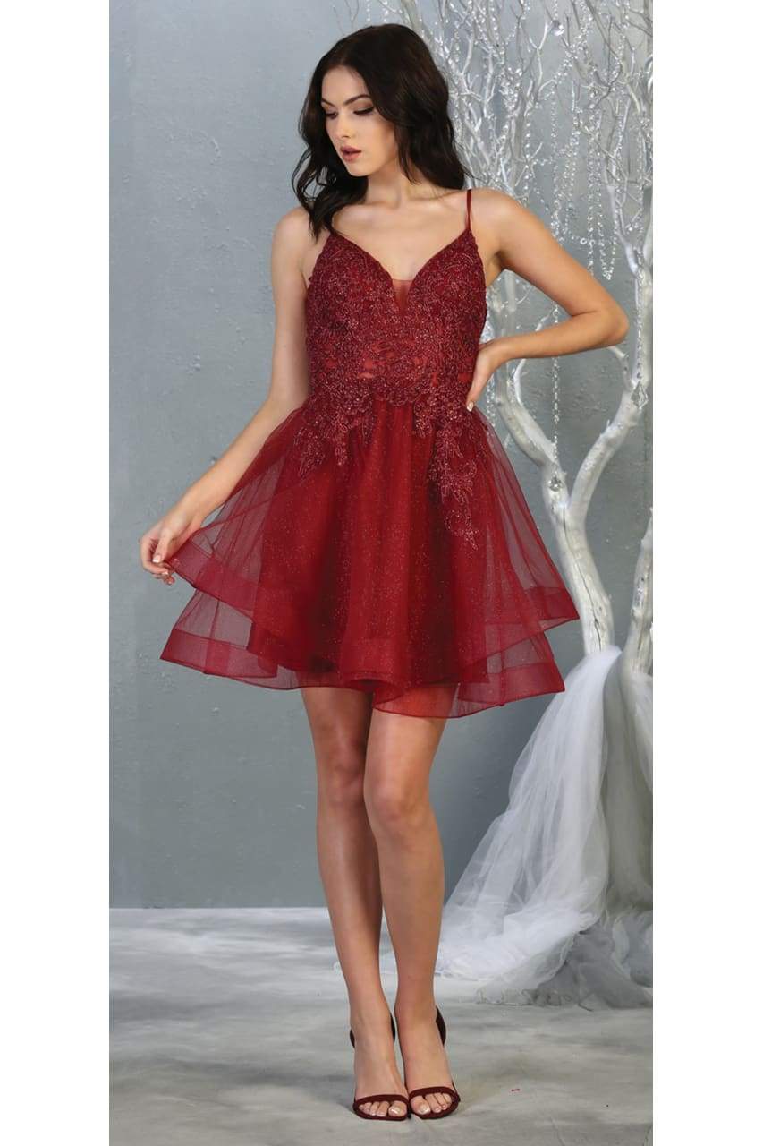 La Merchandise LA1816 Sexy Short Wholesale Cocktail Party Dress - BURGUNDY - LA Merchandise