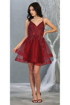 La Merchandise LA1816 Sexy Short Wholesale Cocktail Party Dress - BURGUNDY - LA Merchandise