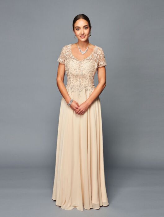 Short Sleeve Mother Of The Bride - LADK308 - CHAMPAGNE - LADK