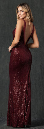 La Merchandise LAT264 Sleeveless Sequined Long Formal Wholesale Dress - - LAT