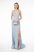 La Merchandise LAS2898 Glitter Wholesale Sleeveless Formal Dress - BLUE - LA Merchandise