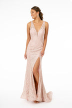 La Merchandise LAS2898 Glitter Wholesale Sleeveless Formal Dress - ROSEGOLD - LA Merchandise