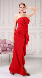 Special Occasion Classy Long Dress - LAP5022 - Red - LAP