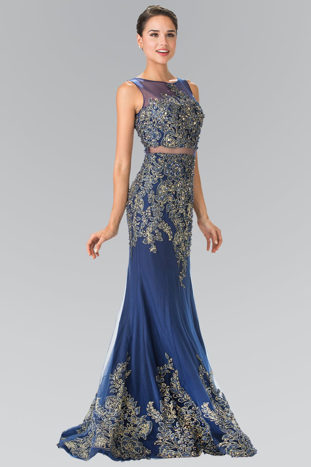 Special Occasion Formal Gown - LAS2338 - NAVY BLUE - LA Merchandise