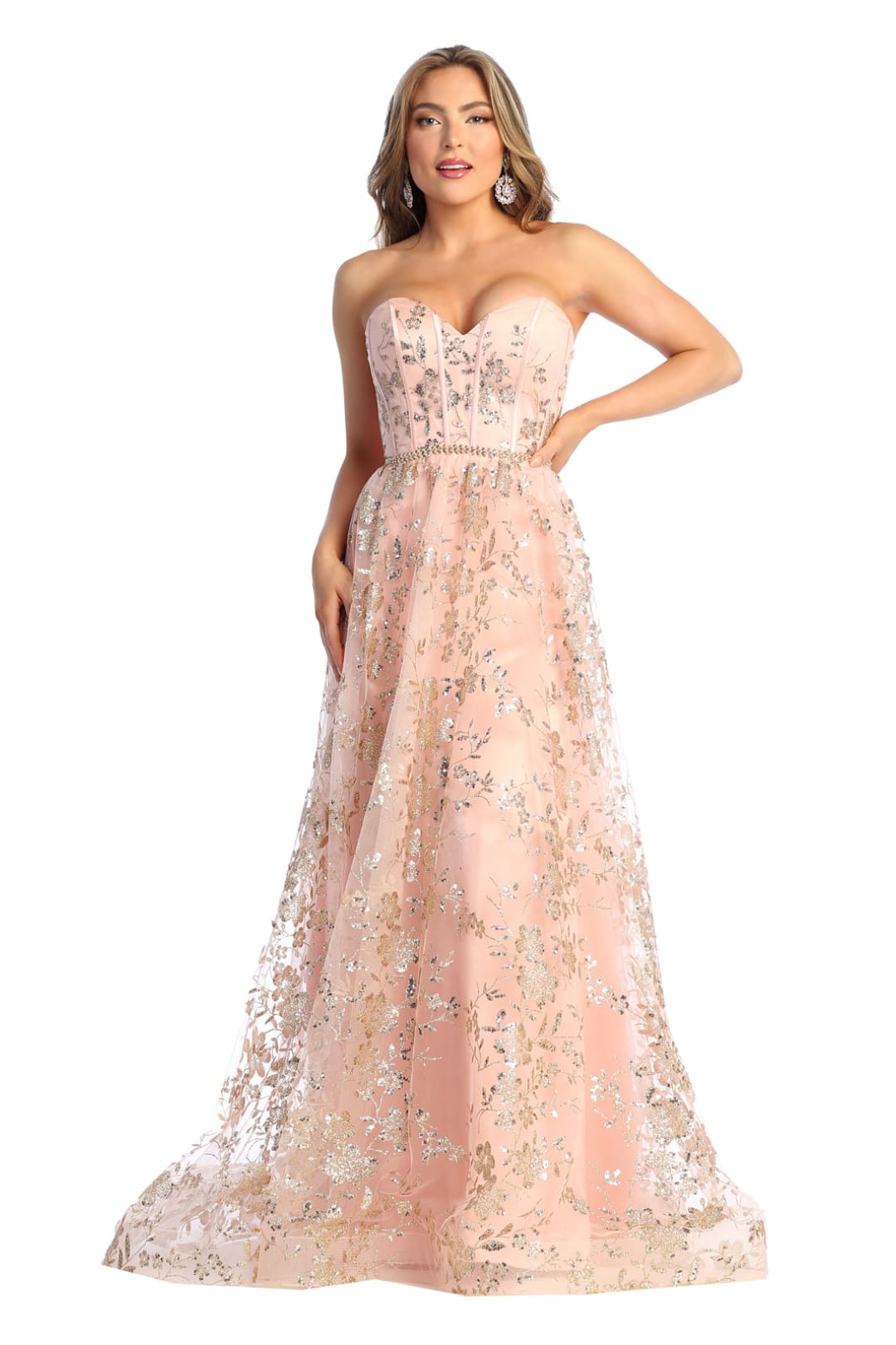 Strapless Boned Bodice Evening Gown - LA1920 - ROSE GOLD - LA Merchandise