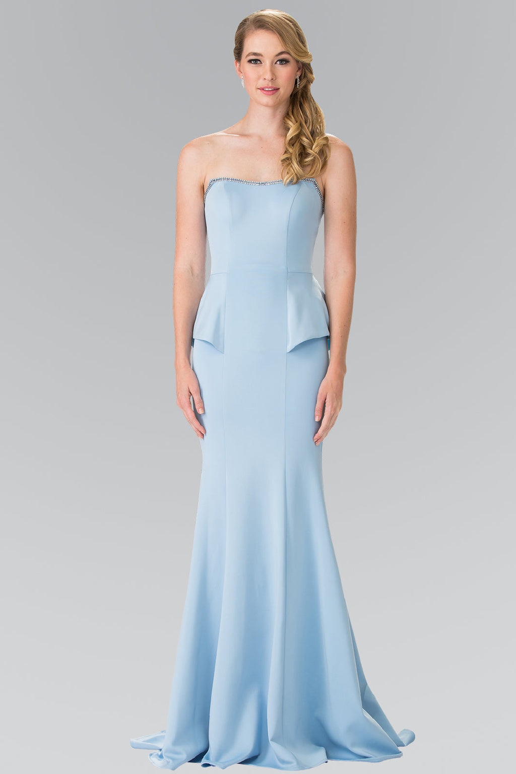 La Merchandise LAS2304 Strapless Mermaid Gown - BLUE - LA Merchandise