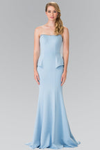 La Merchandise LAS2304 Strapless Mermaid Gown - BLUE - LA Merchandise