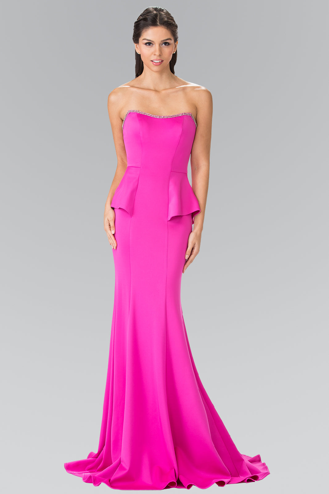 La Merchandise LAS2304 Strapless Mermaid Gown - FUCHSIA - LA Merchandise