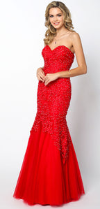 La Merchandise LAT644 Strapless Bodycon Red Carpet Mermaid Dress - RED - LAT