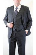Ultra Slim Fit 3 Piece Men's Suit - LA154SA - BLACK - Mens Suits LA Suits