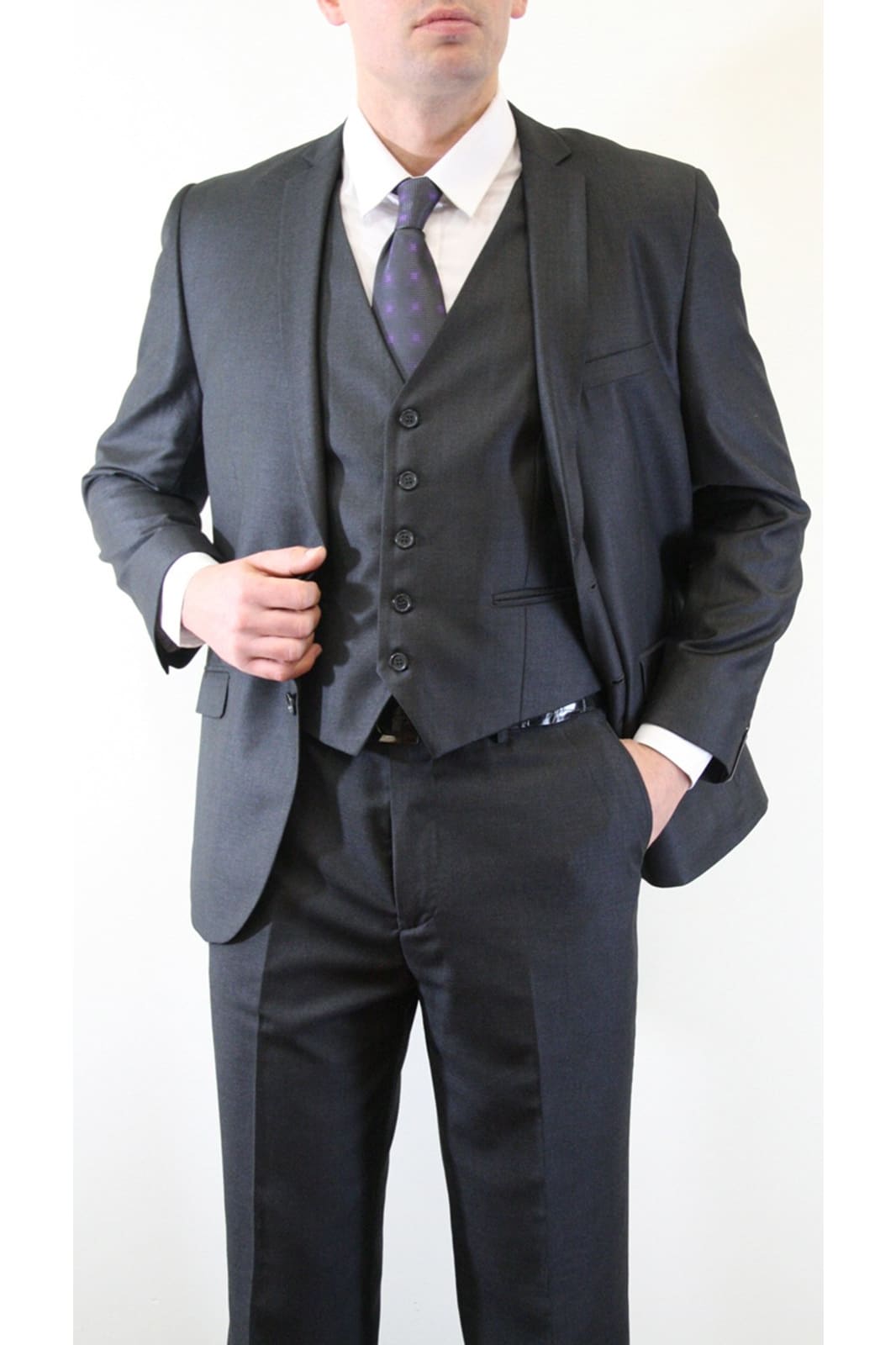 Ultra Slim Fit 3 Piece Men's Suit - LA154SA - BLACK - Mens Suits LA Suits