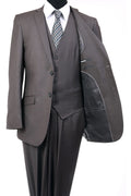 Ultra Slim Fit 3 Piece Men's Suit - LA154SA - MID GREY - Mens Suits LA Suits