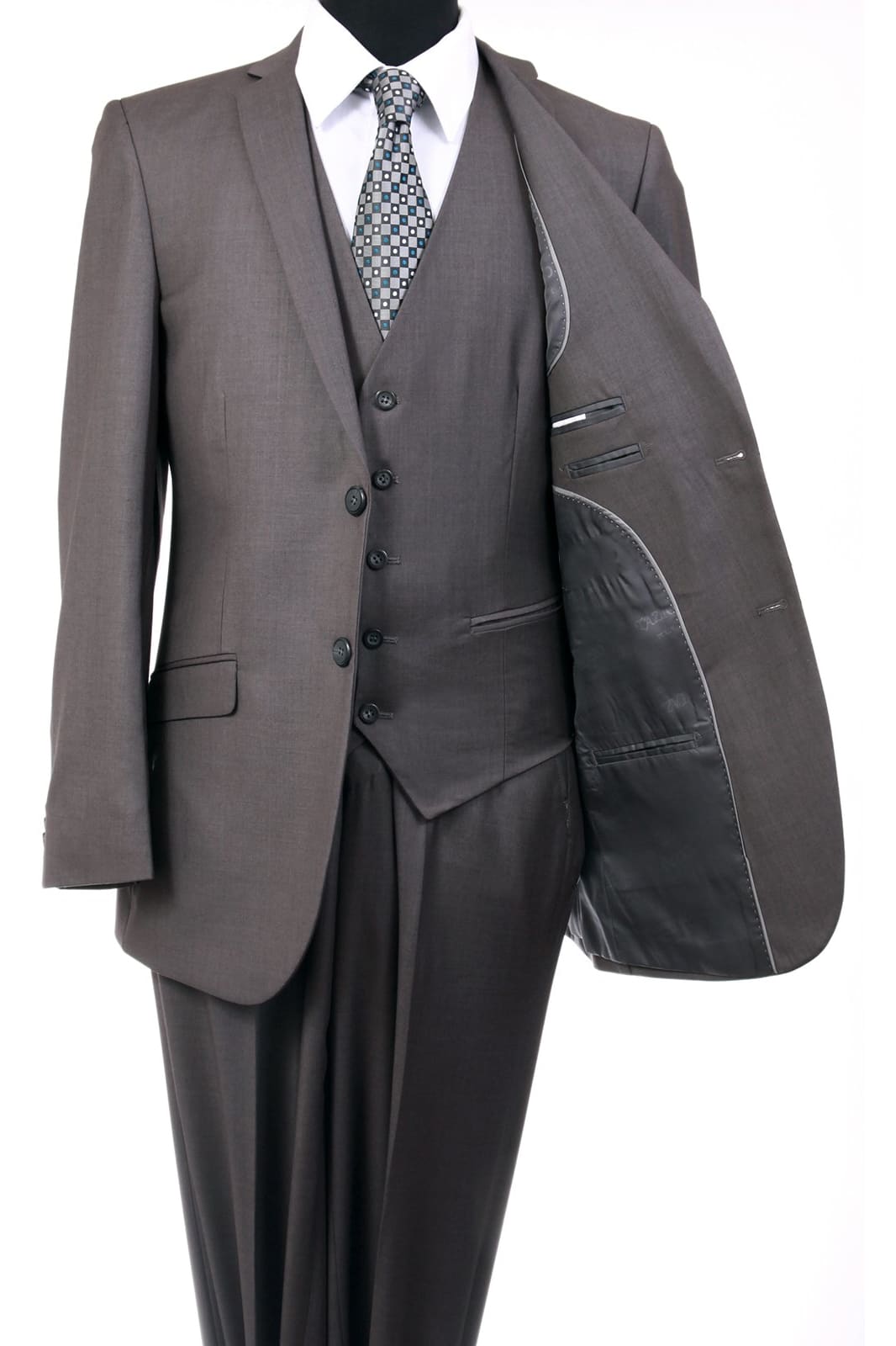 Ultra Slim Fit 3 Piece Men's Suit - LA154SA - MID GREY - Mens Suits LA Suits