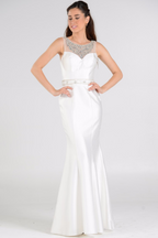 Sleeveless Rhinestone Mikado Mermaid Dress LAY7722