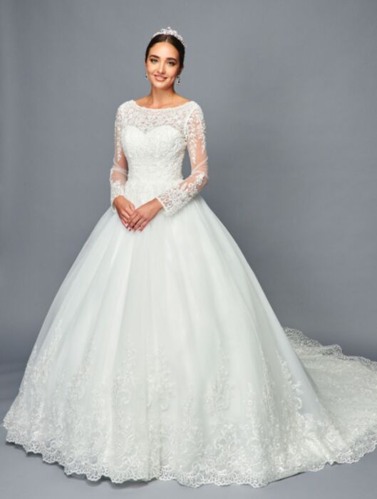 Wedding Dress W/ Corset Back - LADK464 - IVORY - LA Merchandise